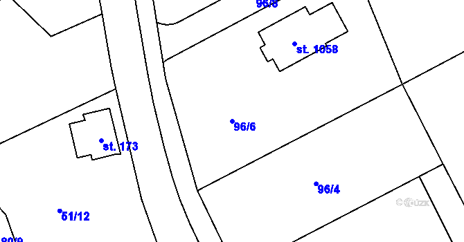 Parcela st. 96/6 v KÚ Čtyřkoly, Katastrální mapa
