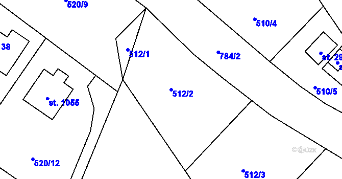 Parcela st. 512/2 v KÚ Čtyřkoly, Katastrální mapa