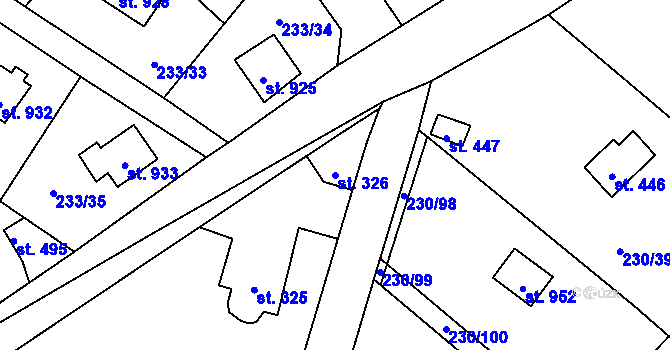 Parcela st. 326 v KÚ Lštění, Katastrální mapa