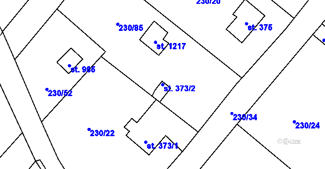 Parcela st. 373/2 v KÚ Lštění, Katastrální mapa