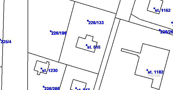 Parcela st. 515 v KÚ Lštění, Katastrální mapa