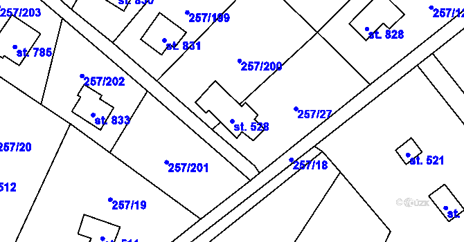 Parcela st. 528 v KÚ Lštění, Katastrální mapa