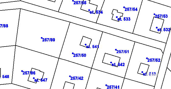 Parcela st. 541 v KÚ Lštění, Katastrální mapa