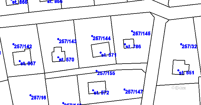 Parcela st. 571 v KÚ Lštění, Katastrální mapa