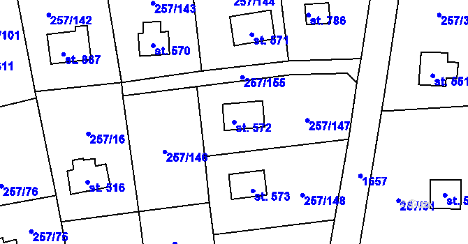 Parcela st. 572 v KÚ Lštění, Katastrální mapa