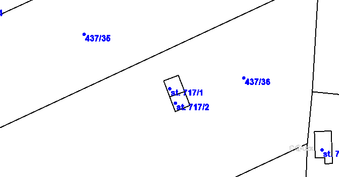 Parcela st. 717/1 v KÚ Lštění, Katastrální mapa
