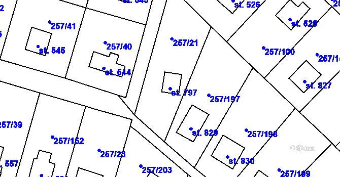 Parcela st. 797 v KÚ Lštění, Katastrální mapa