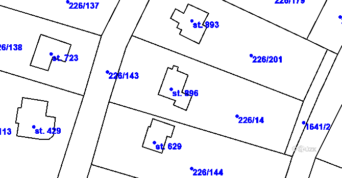 Parcela st. 896 v KÚ Lštění, Katastrální mapa