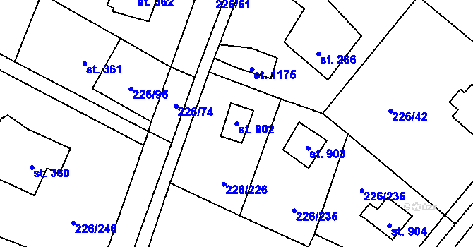 Parcela st. 902 v KÚ Lštění, Katastrální mapa
