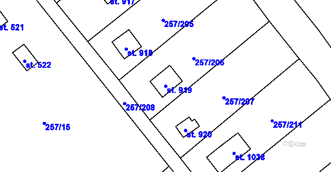 Parcela st. 919 v KÚ Lštění, Katastrální mapa