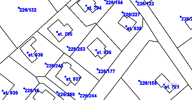 Parcela st. 936 v KÚ Lštění, Katastrální mapa
