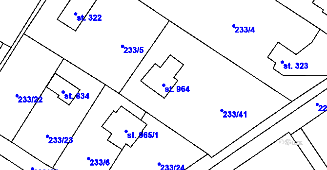 Parcela st. 964 v KÚ Lštění, Katastrální mapa