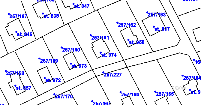 Parcela st. 974 v KÚ Lštění, Katastrální mapa