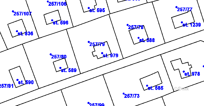 Parcela st. 979 v KÚ Lštění, Katastrální mapa