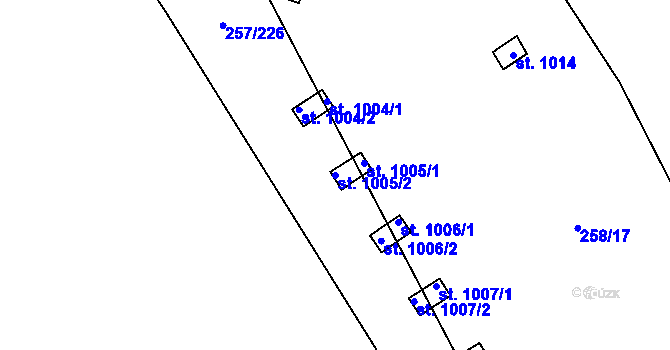 Parcela st. 1005/2 v KÚ Lštění, Katastrální mapa