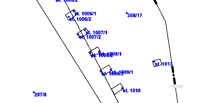 Parcela st. 1008/1 v KÚ Lštění, Katastrální mapa
