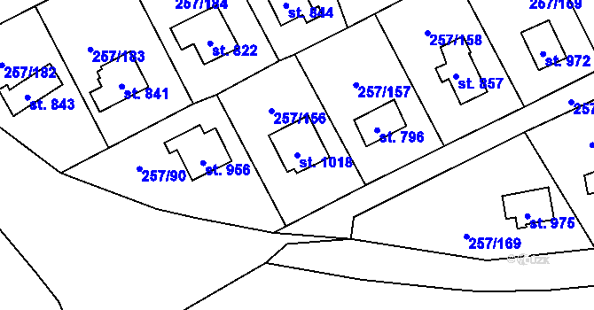 Parcela st. 1018 v KÚ Lštění, Katastrální mapa