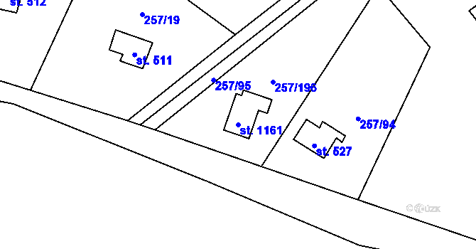 Parcela st. 1161 v KÚ Lštění, Katastrální mapa