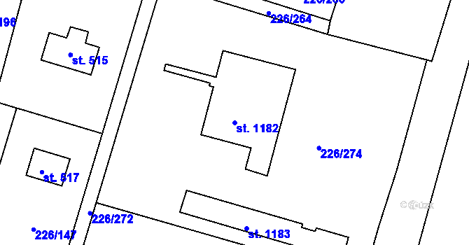 Parcela st. 1182 v KÚ Lštění, Katastrální mapa