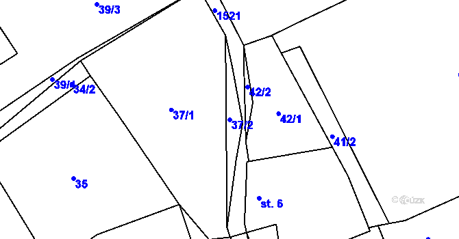 Parcela st. 37/2 v KÚ Lštění, Katastrální mapa