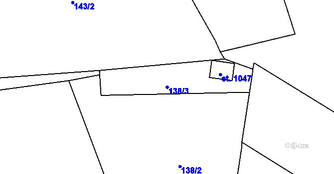 Parcela st. 138/3 v KÚ Lštění, Katastrální mapa