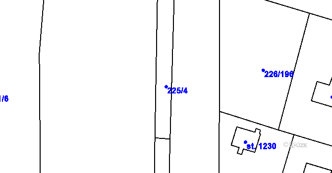 Parcela st. 225/4 v KÚ Lštění, Katastrální mapa