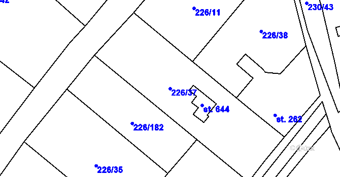 Parcela st. 226/37 v KÚ Lštění, Katastrální mapa