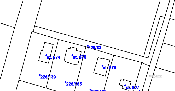 Parcela st. 226/83 v KÚ Lštění, Katastrální mapa