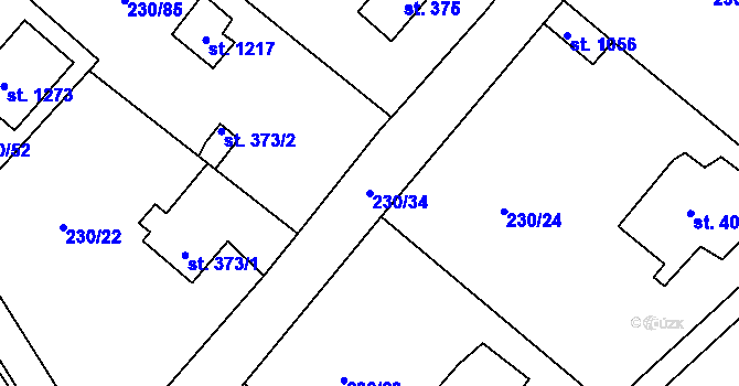 Parcela st. 230/34 v KÚ Lštění, Katastrální mapa