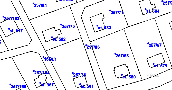 Parcela st. 257/85 v KÚ Lštění, Katastrální mapa