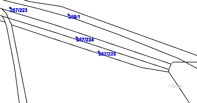 Parcela st. 257/225 v KÚ Lštění, Katastrální mapa