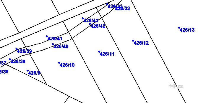 Parcela st. 426/11 v KÚ Lštění, Katastrální mapa