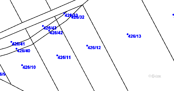 Parcela st. 426/12 v KÚ Lštění, Katastrální mapa