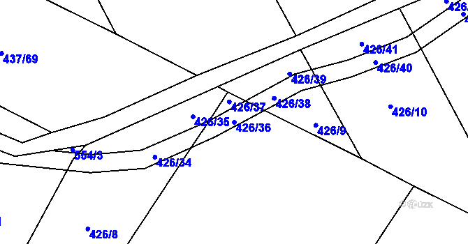 Parcela st. 426/36 v KÚ Lštění, Katastrální mapa