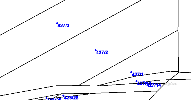 Parcela st. 427/2 v KÚ Lštění, Katastrální mapa