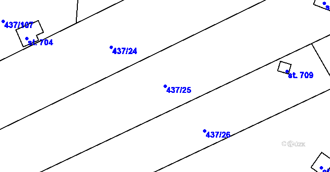 Parcela st. 437/25 v KÚ Lštění, Katastrální mapa