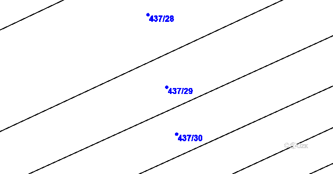 Parcela st. 437/29 v KÚ Lštění, Katastrální mapa