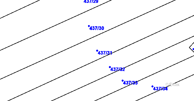 Parcela st. 437/31 v KÚ Lštění, Katastrální mapa