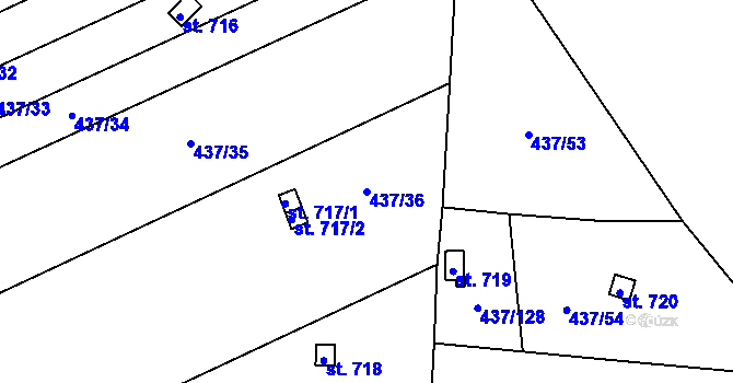 Parcela st. 437/36 v KÚ Lštění, Katastrální mapa