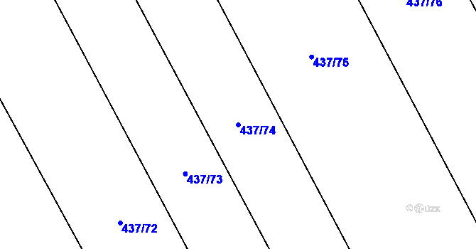 Parcela st. 437/74 v KÚ Lštění, Katastrální mapa
