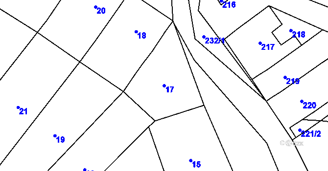 Parcela st. 17 v KÚ Čučice, Katastrální mapa