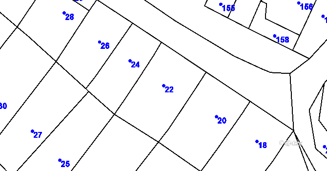 Parcela st. 22 v KÚ Čučice, Katastrální mapa