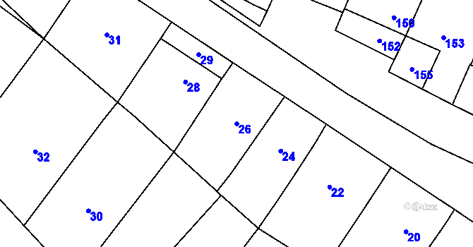 Parcela st. 26 v KÚ Čučice, Katastrální mapa