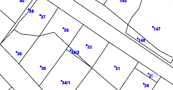 Parcela st. 33 v KÚ Čučice, Katastrální mapa