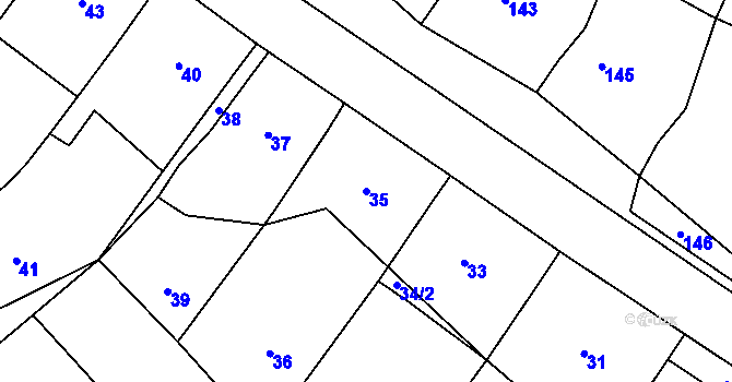 Parcela st. 35 v KÚ Čučice, Katastrální mapa