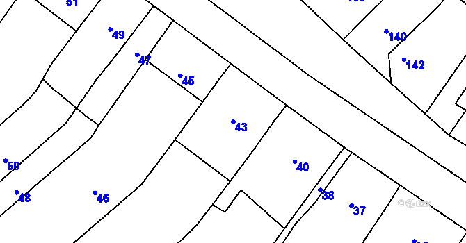 Parcela st. 43 v KÚ Čučice, Katastrální mapa