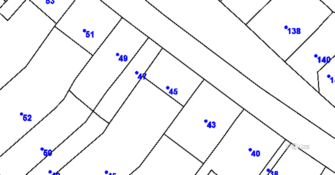 Parcela st. 45 v KÚ Čučice, Katastrální mapa