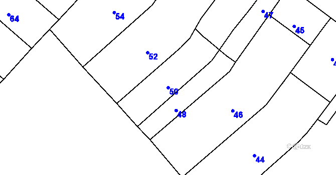 Parcela st. 50 v KÚ Čučice, Katastrální mapa