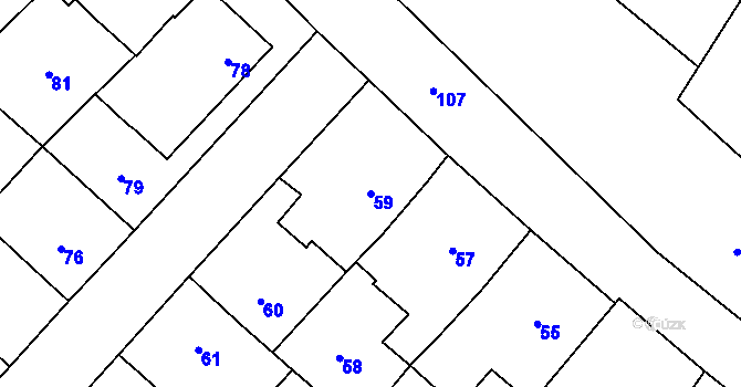 Parcela st. 59 v KÚ Čučice, Katastrální mapa