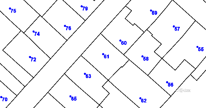 Parcela st. 61 v KÚ Čučice, Katastrální mapa